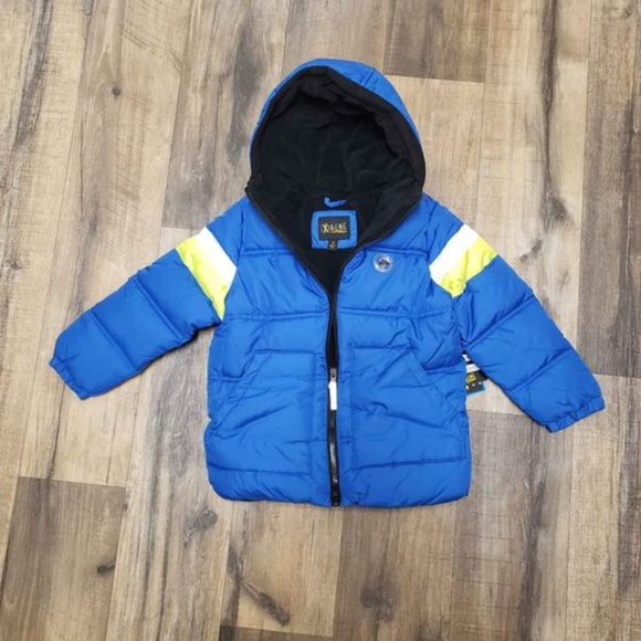 NWT iXtreme Fleece Lined Boys Stripe Sleeve Puffer Blue Jacket Size 5 - Picture 7 of 7